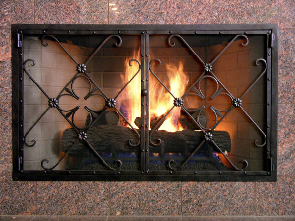 Tudor Rose Fireplace Screen Door