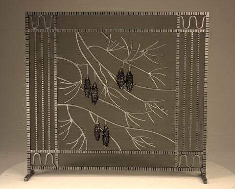 Freestanding Edgar Brandt Pinecone  Fireplace Screen