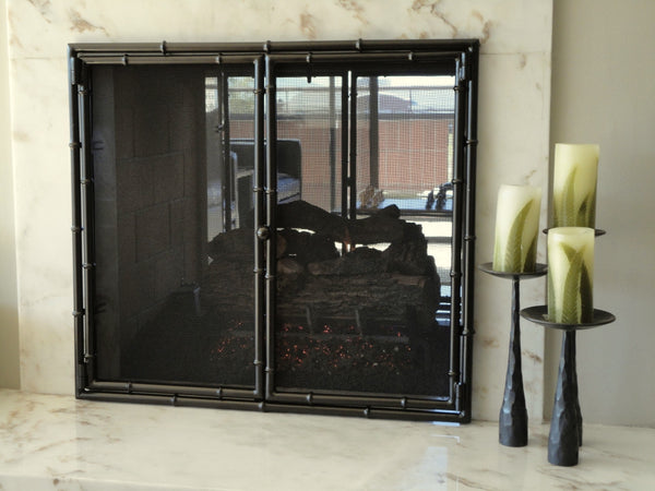Bamboo Fireplace Screen Door
