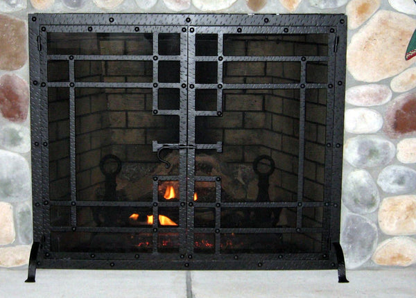 Hammered Fireplace Screen Door