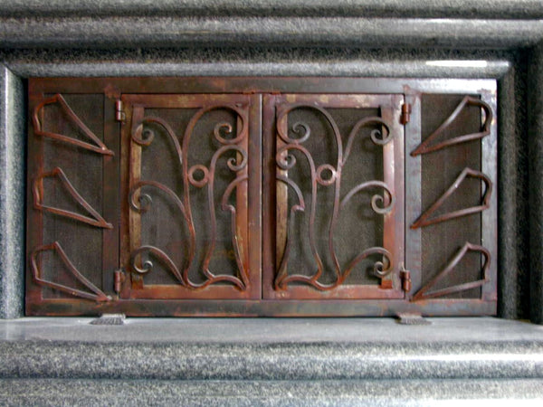 Floral Deco Fireplace Screen Door