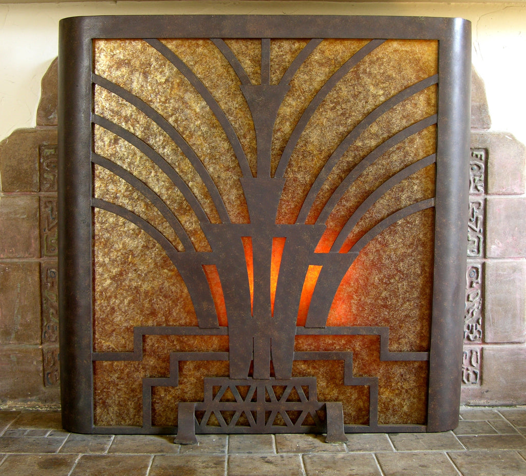 Art Deco Firescreen with Mica