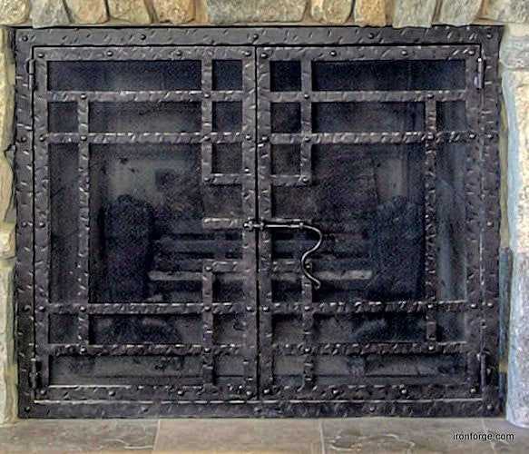 Hammered Fireplace Screen Door