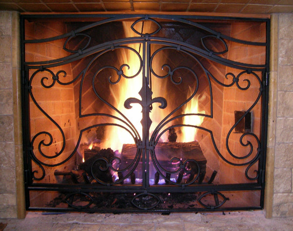 Fleur-De-Lys  Fireplace Screen Door