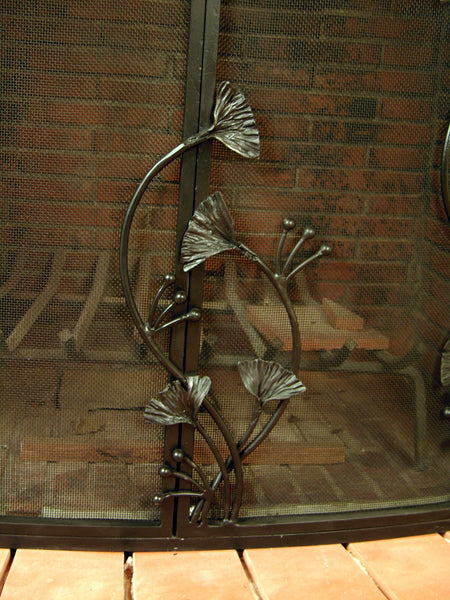Gingko Leaf Fireplace Screen Door
