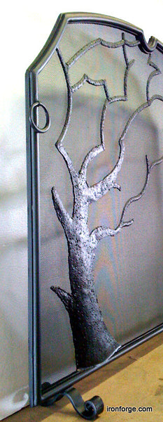 Tree design hand forged nature inspired firescreen, firescreen doors