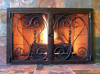 Castle Two-Door Fireplace Screen Door