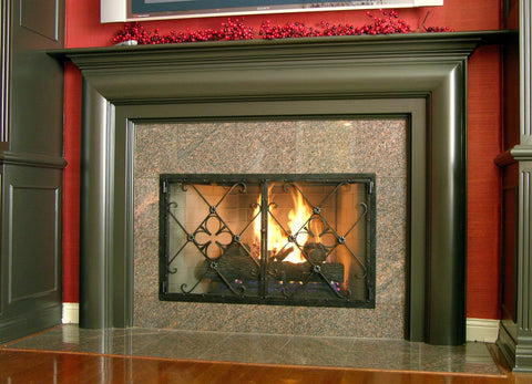 Tudor Rose Fireplace Screen Door