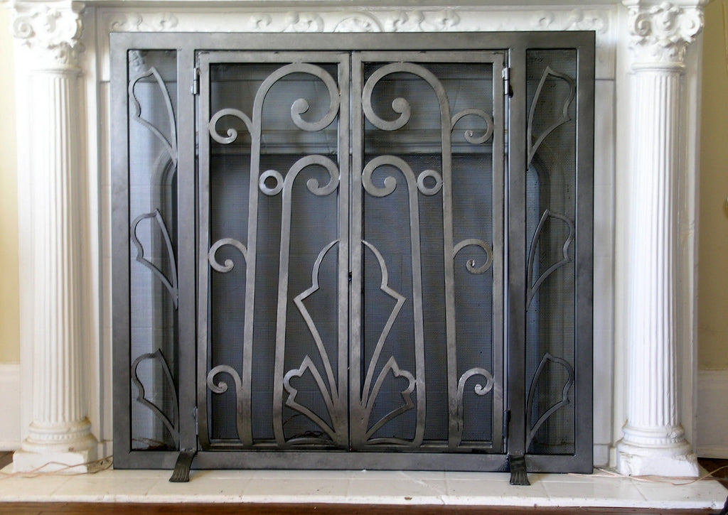 Floral Deco Fireplace Screen Door