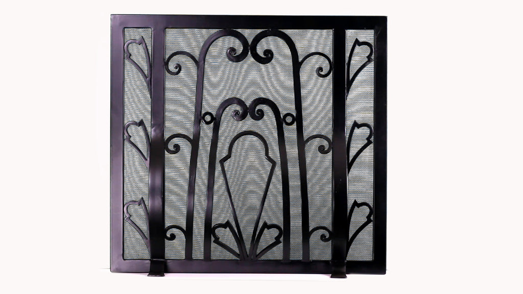 Freestanding Floral Deco Fireplace Screen