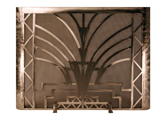 Burnished Art Deco Freestanding Fireplace Screen